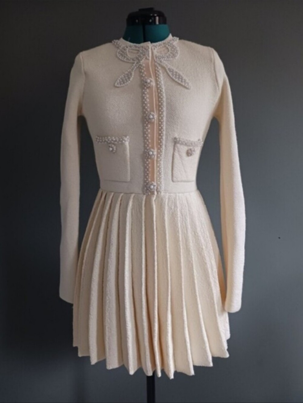Self - Portrait Ivory Mini Dress  Size M